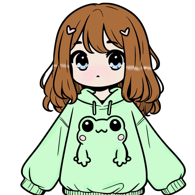 girl wearing frogging sweatshirt