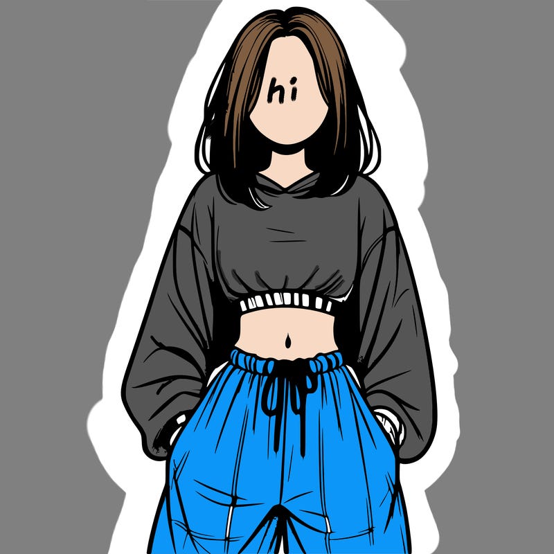 realistic girl faceless with baggy pants and a crop top