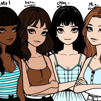 four realistic girls