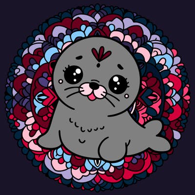 a cute baby seal mandala