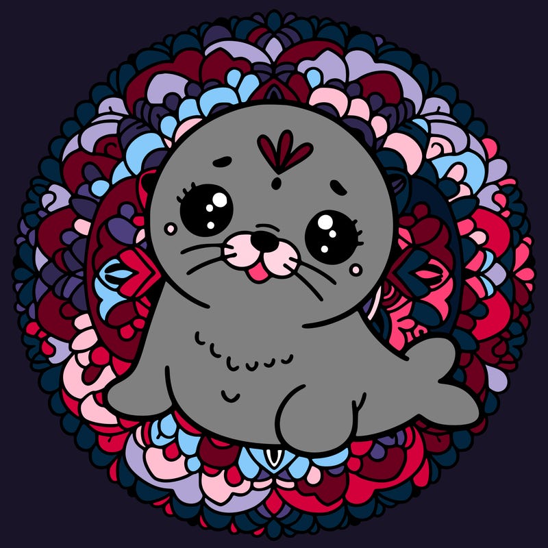 a cute baby seal mandala