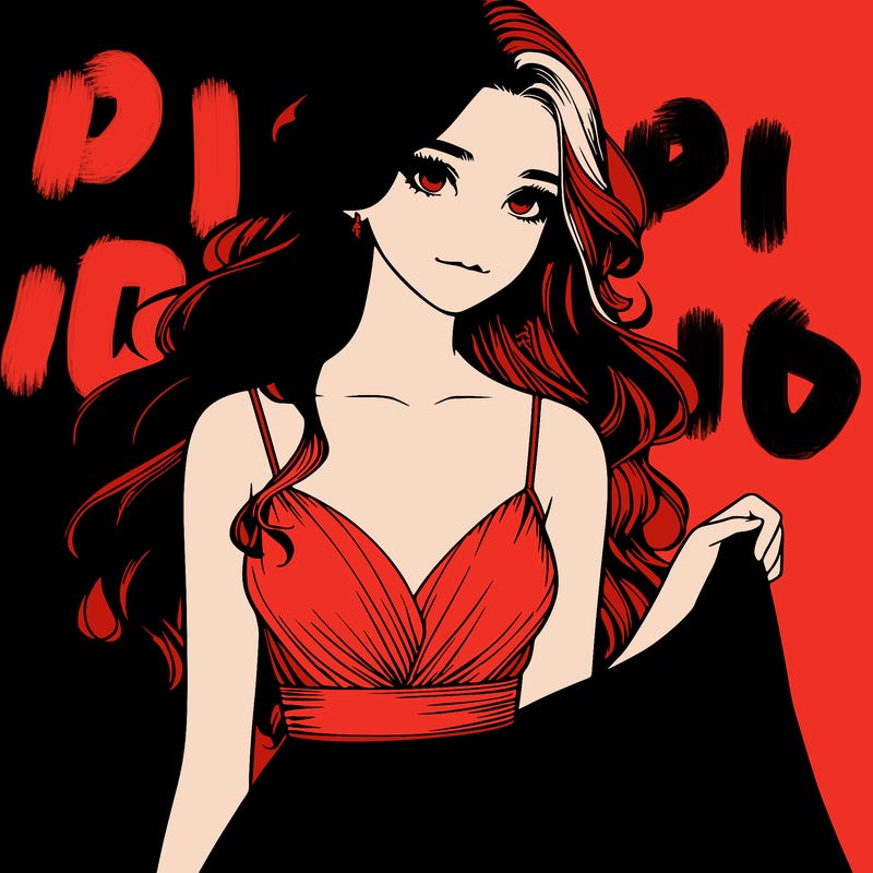 realistic girl in flowy silky prom dress