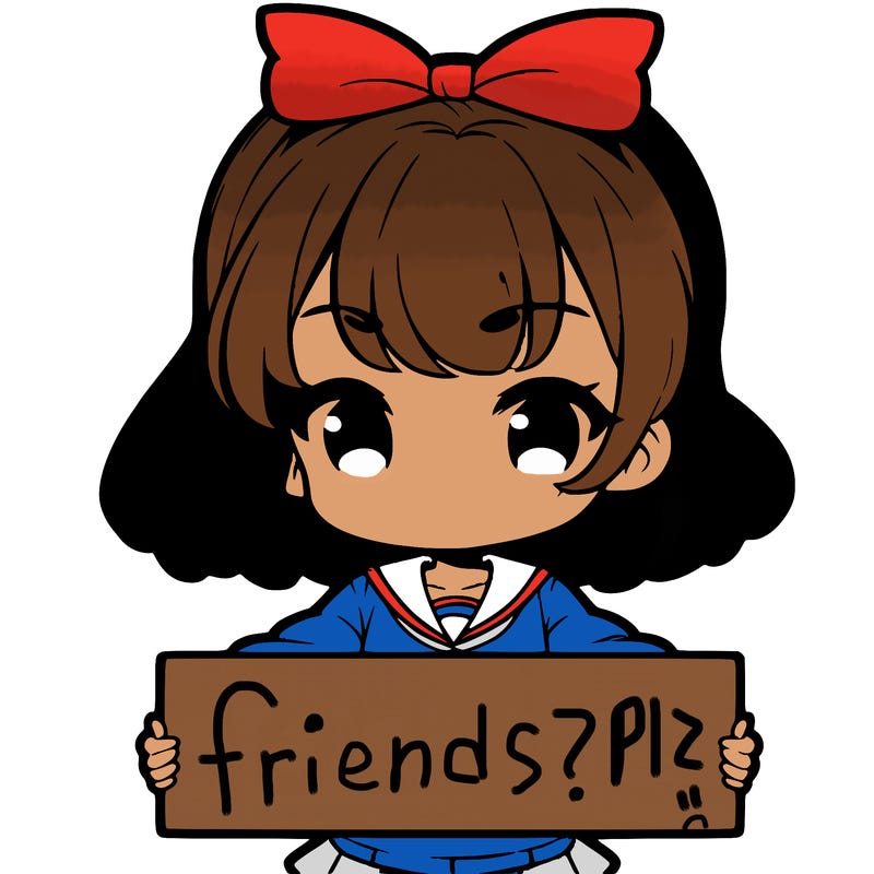 cute anime girl holding a sign