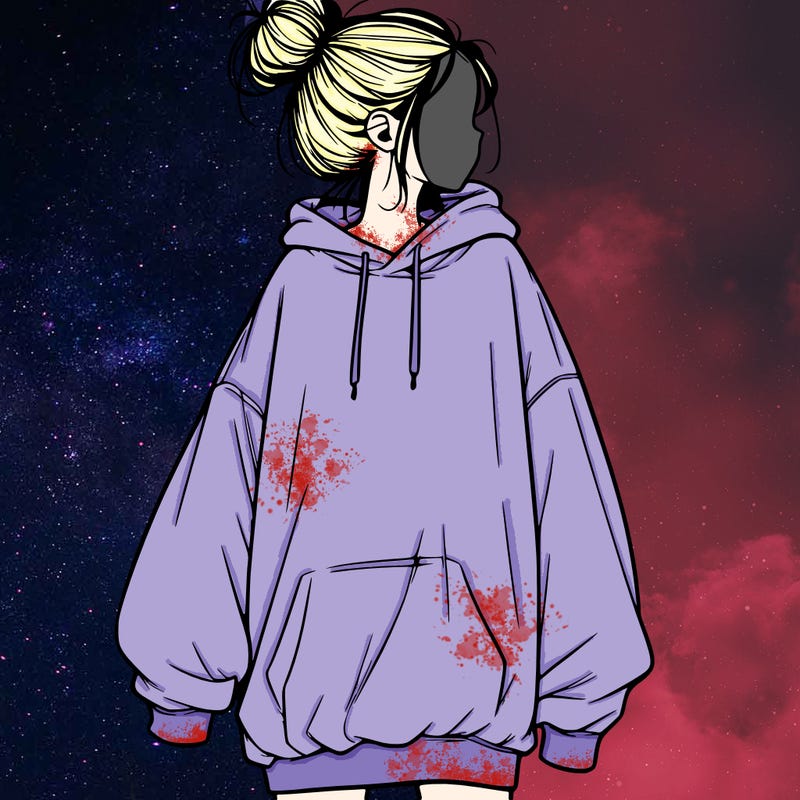 realistic girl with a oversized sweatshirt on and a bun