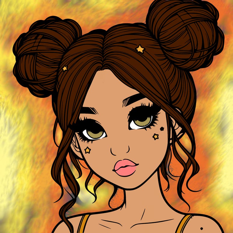 realistic girl with space buns