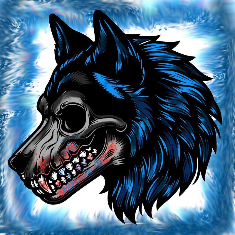 realistic wolf with skull face