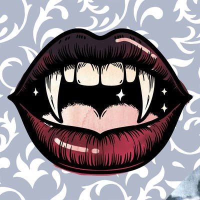 lips with vampire teeth