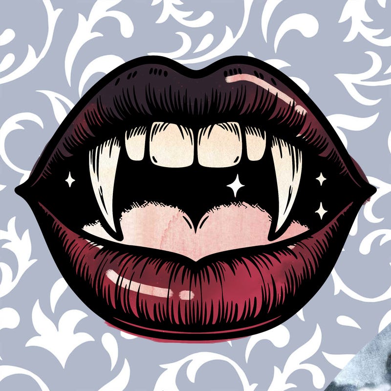 lips with vampire teeth