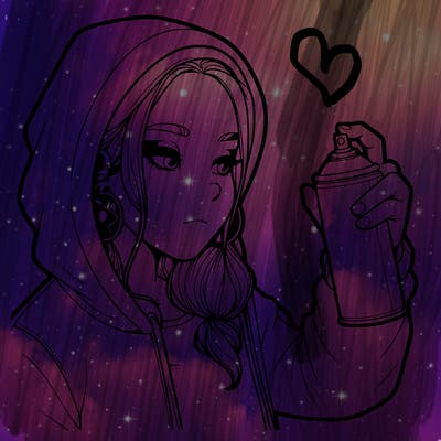 a realistic girl, spray painting