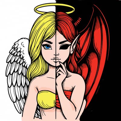 realistic angel half demon