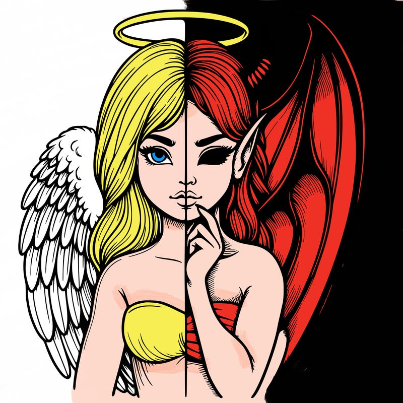 realistic angel half demon