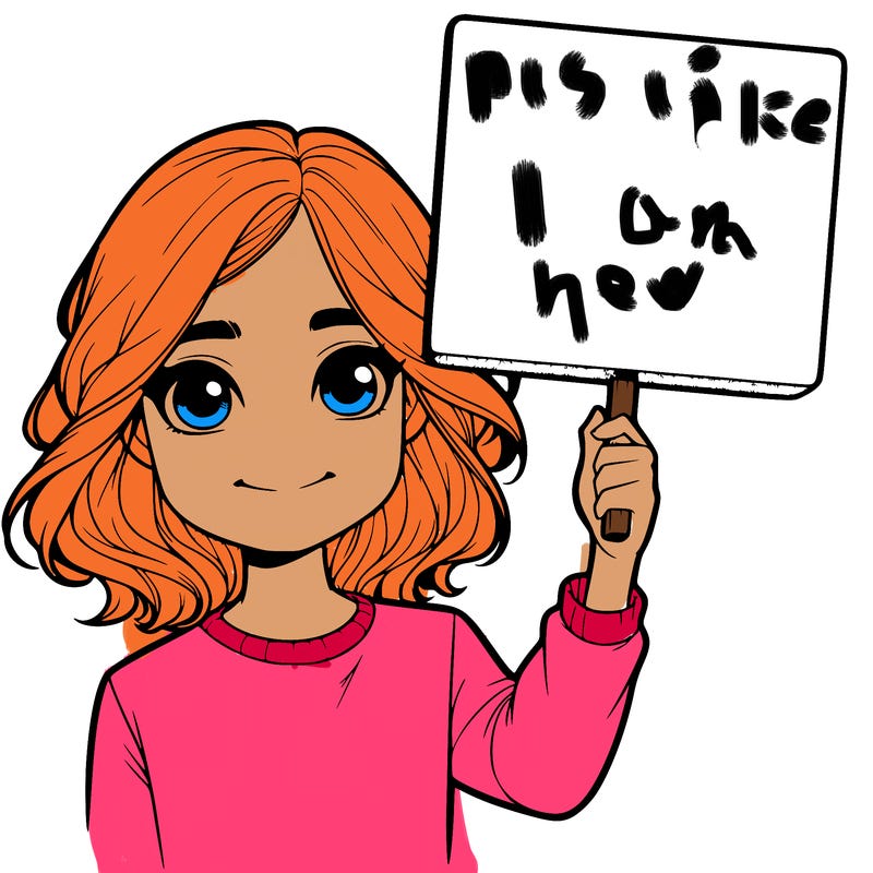realistic girl holding up a sign