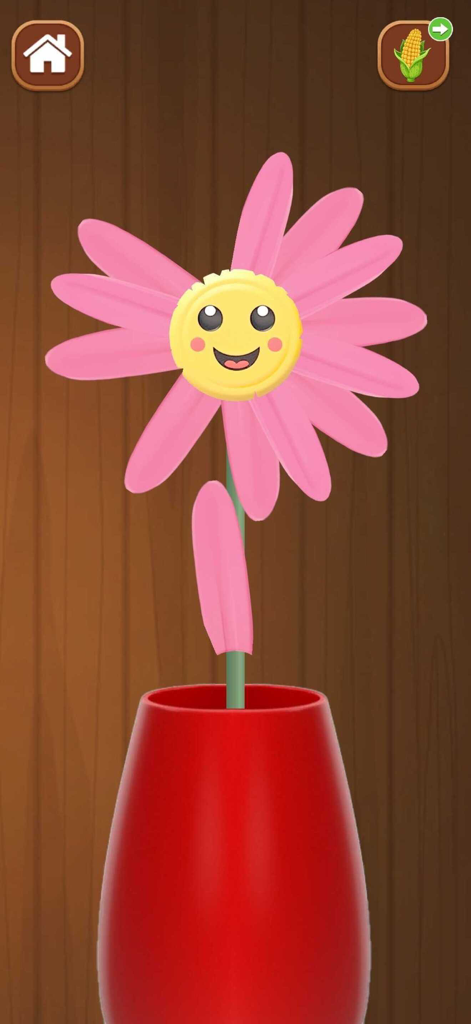 Antistress Mini Fidget Toys 3D - A smiling pink flower fidget toy in a red vase