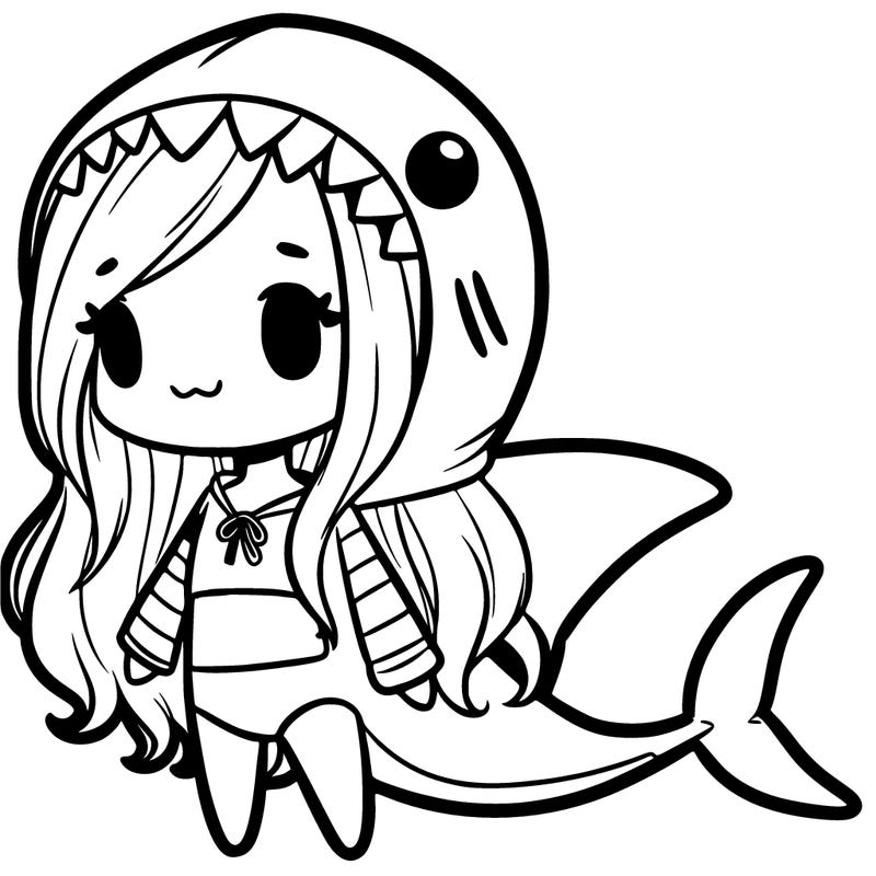 girl with shark outfit