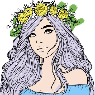 realistic girl with flower crown