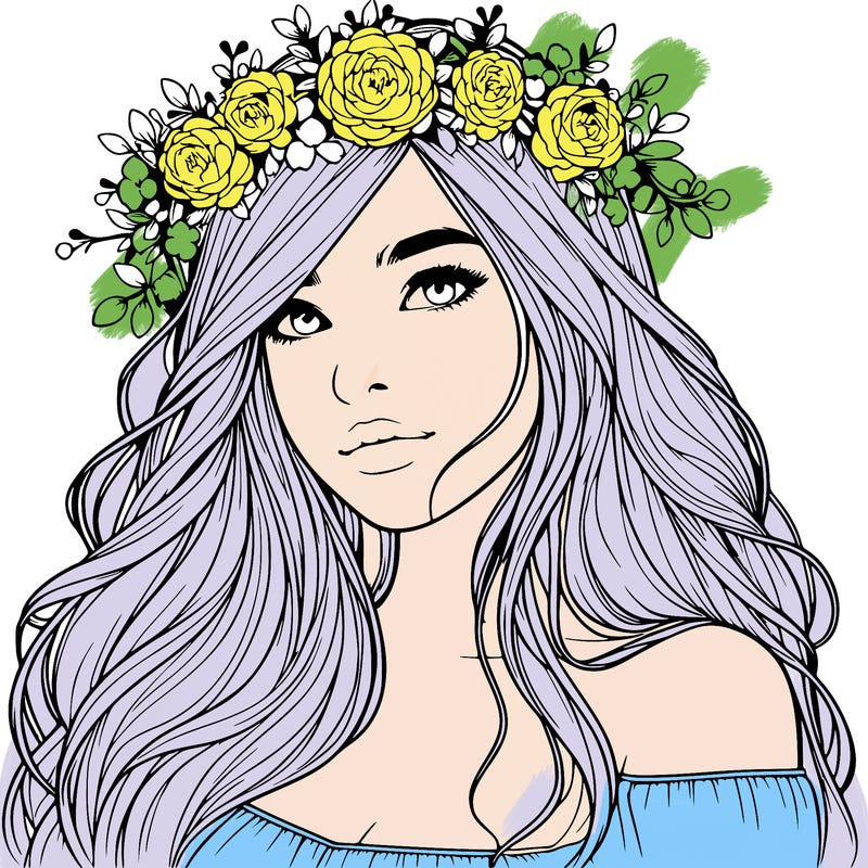 realistic girl with flower crown