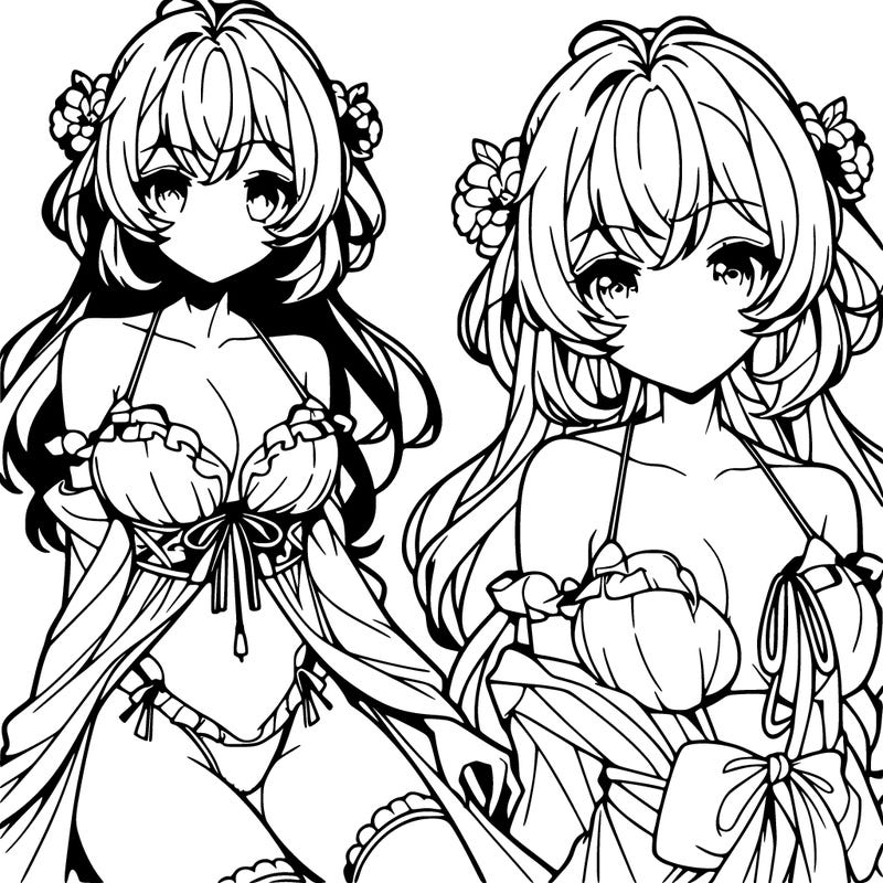 anime girl with  beautiful body