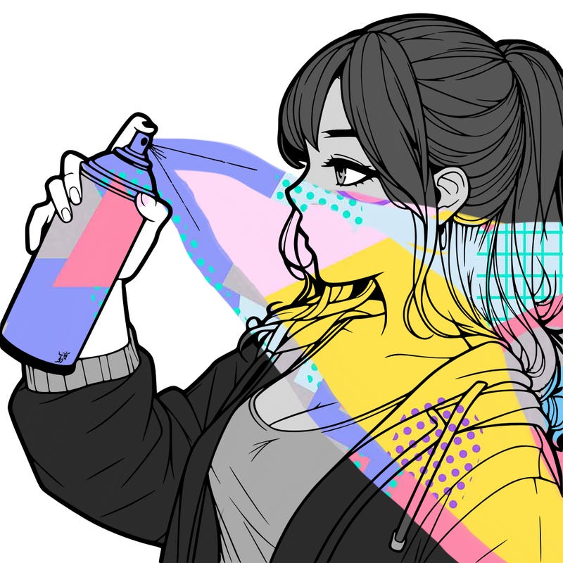 a realistic girl spray, painting