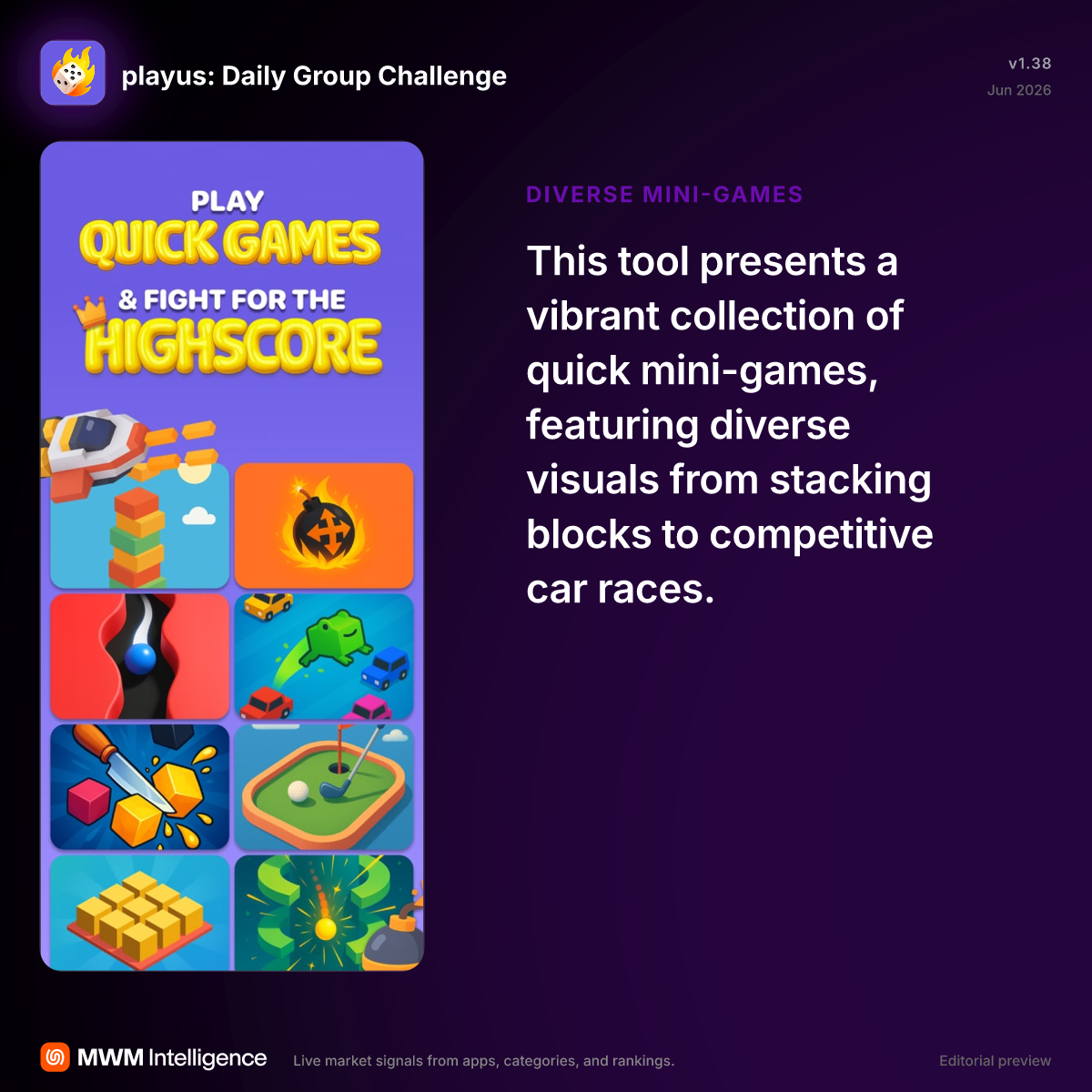 playus: Daily Group Challenge - Games App | MWM