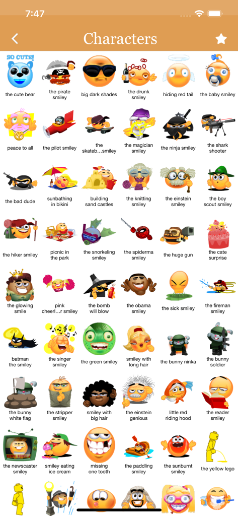 Animated 3D Emoji Stickers - A collection of 3D animated emoji characters in a grid layout with descriptive text labels.