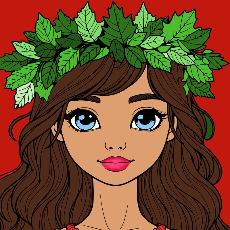 realistic girl with fall leaf crown