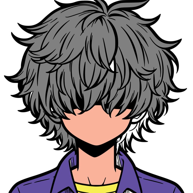 manga boy fluffy hair covering his eyes