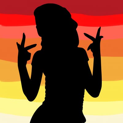 realistic teenage girl with braids and a beanie and crop top doing 🫶🏼