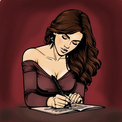 realistic female writing poetry