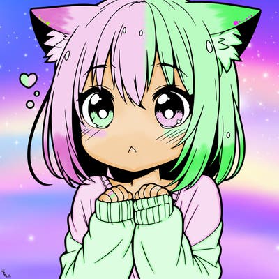 shy anime catgirl