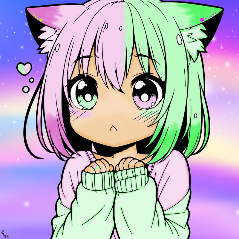 shy anime catgirl