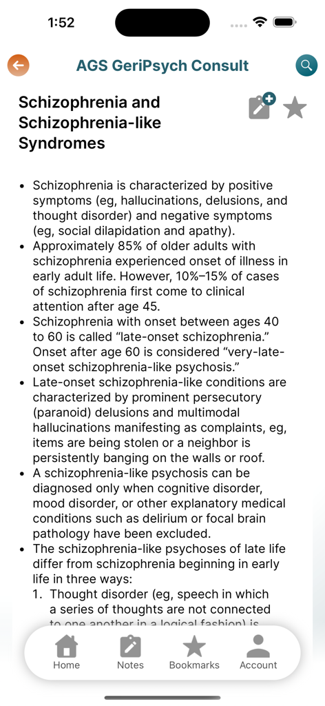 iGeriatrics - Clinical information about schizophrenia and schizophrenia-like syndromes in older adults within the iGeriatrics GeriPsych Consult tool.