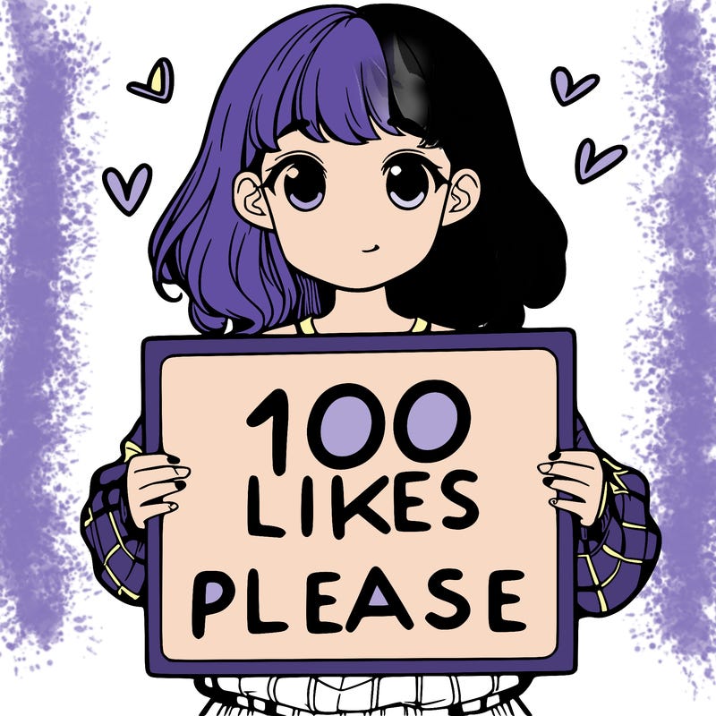 a girl holding a sign saying 100 likes please