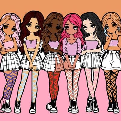 a group of girls realistic