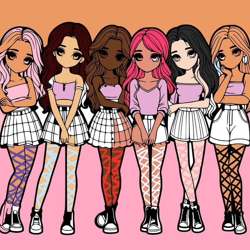 a group of girls realistic