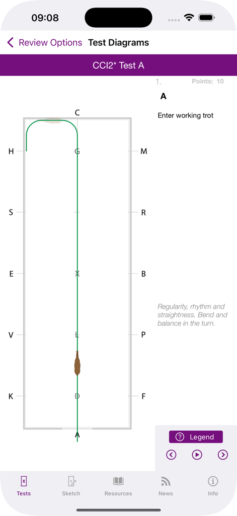 FEI EquiTests 2 - Eventing - Dressage arena diagram showing horse movement for CCI2 star Test A.