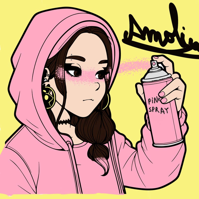 a realistic girl, spray painting