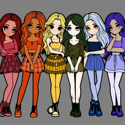 a group of girls realistic