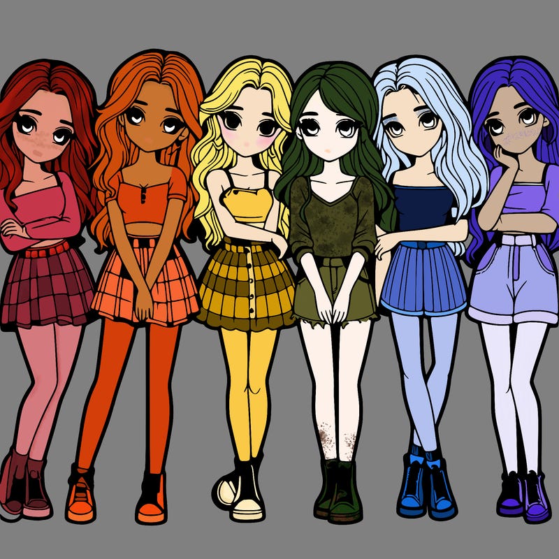 a group of girls realistic