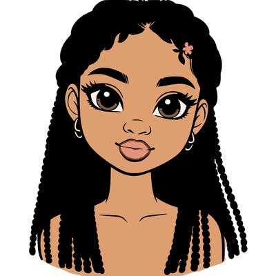 a realistic black girl with braids
