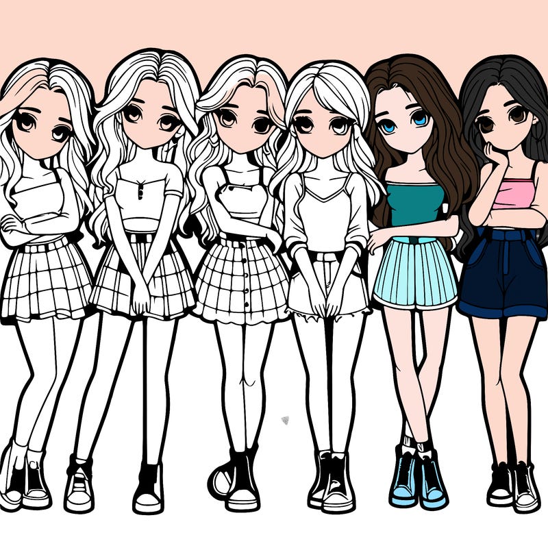 a group of girls realistic