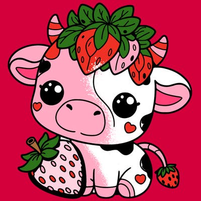 cute strawberry cow