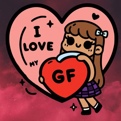 heart with the inside saying “i love my gf”