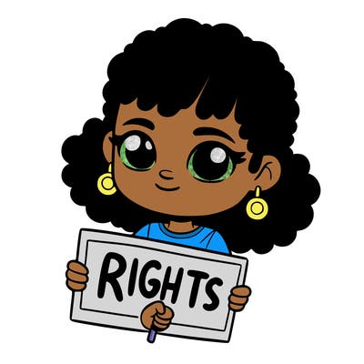 black girl holding a rights sign