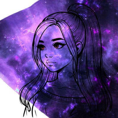 realistic girl with a high ponytail