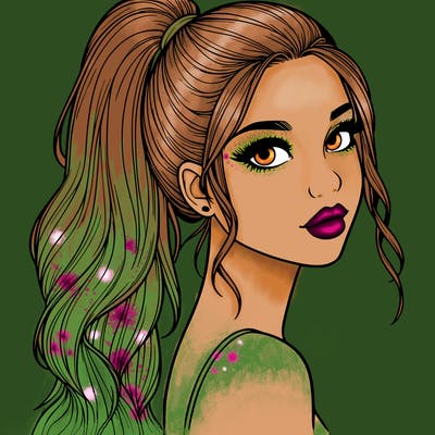 realistic pretty girl with high pony tail