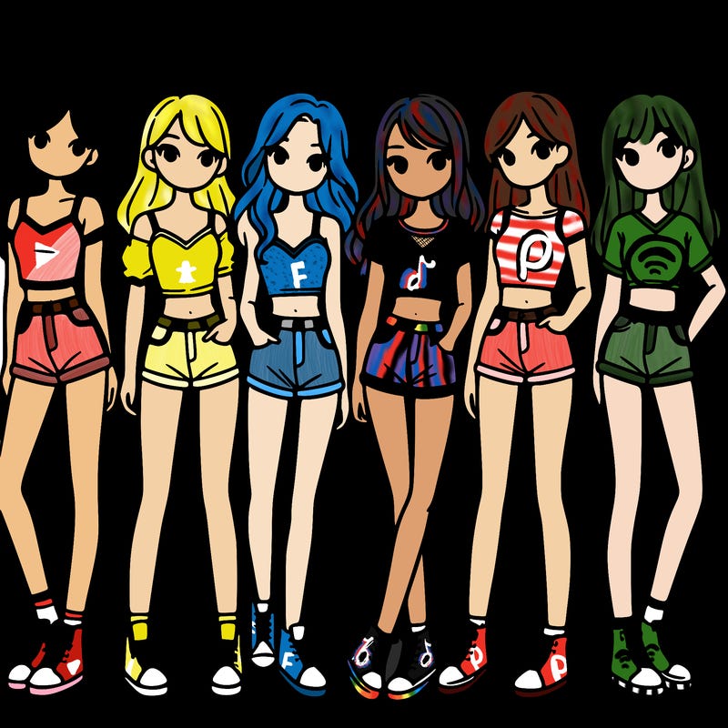 a group of girls wearing crop tops and shorts