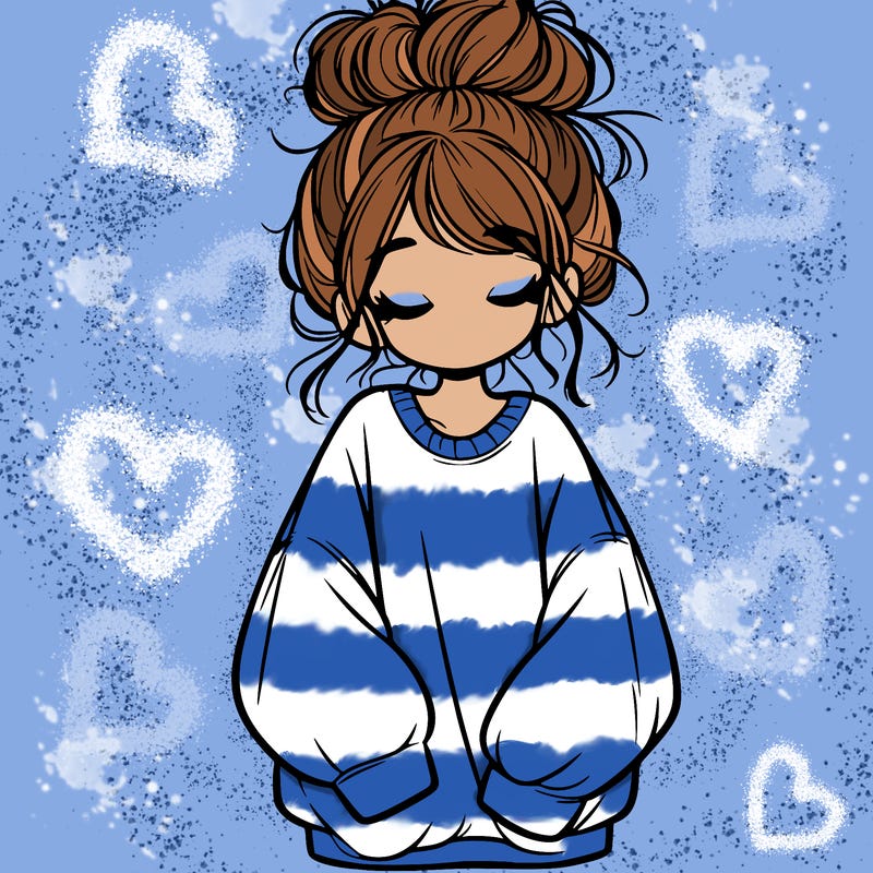 girl with baggy sweatshirt and messy bun