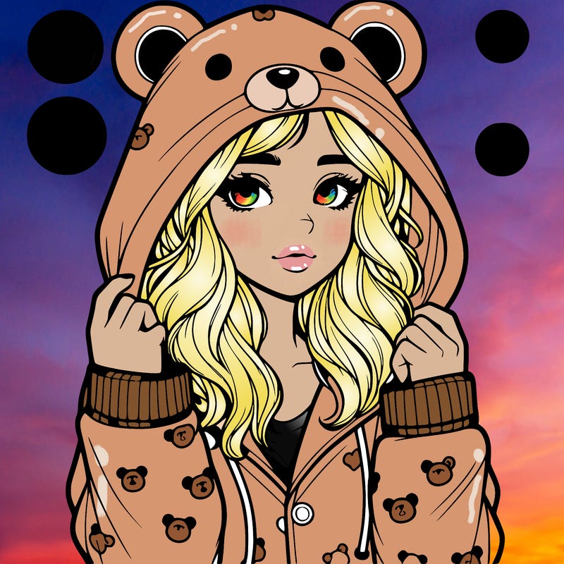 realistic girl in a animal pjs hoodie