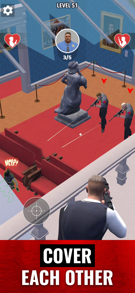 Mr and Mrs Shooter: City Hunt - Scharfschütze zielt auf Wachen in einem Museumlevel von Mr and Mrs Shooter City Hunt