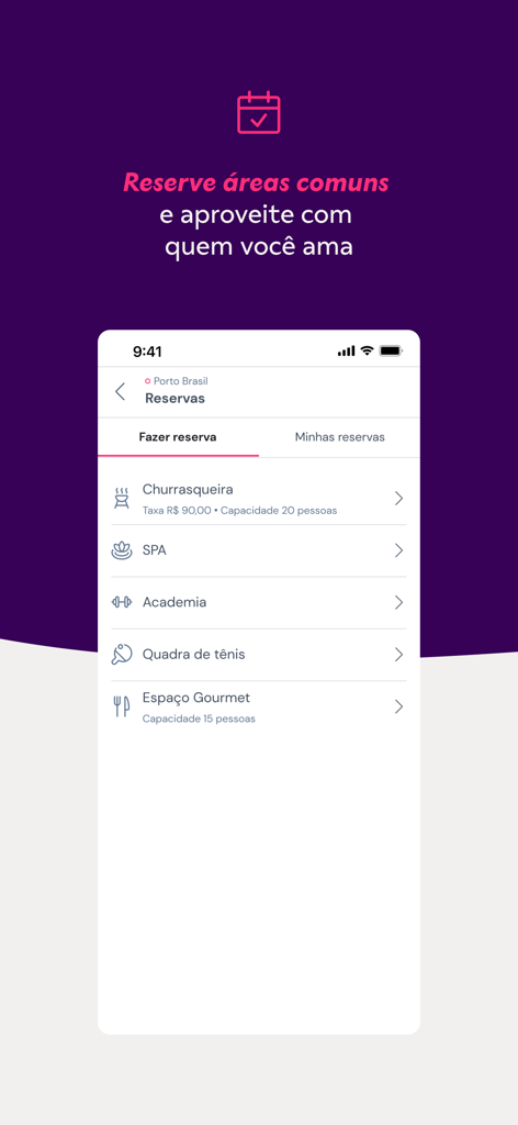 Gruvi - Gruvi app interface showing options to book condo amenities like a gym or tennis court